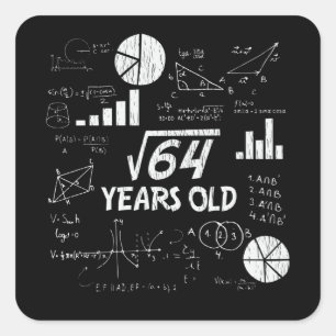 Retro lustiger 8. Geburtstag Math Nerd Geschenk fü Quadratischer Aufkleber