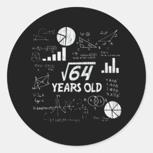 Retro lustiger 8. Geburtstag Math Nerd Geschenk fü Runder Aufkleber