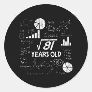 Retro lustiger 9. Geburtstag Math Nerd Geschenk fü Runder Aufkleber