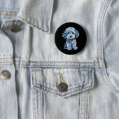 Retro lustiger Denim-Patch Tier Hund Druck Button (Beispiel)