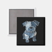 Retro lustiger Denim-Patch Tier Hund Druck Magnet (Vorderseite/Rückseite)