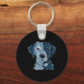 Retro lustiger Denim-Patch Tier Hund Schlüsselanhänger (Vorderseite)