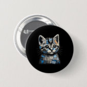 Retro lustiger Denim-Patch Tier Katze Druck Button (Vorne & Hinten)