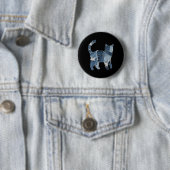 Retro lustiger Denim-Patch Tier Katze Druck Button (Beispiel)