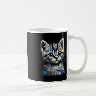Retro lustiger Denim-Patch Tier Katze Druck Kaffeetasse