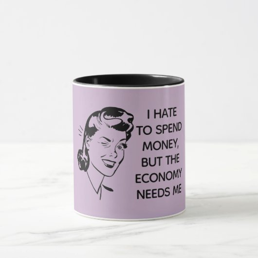 Retro Lustiger Einkauf Becher Tasse (Zentrum)