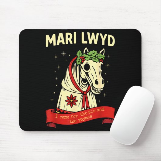 Retro Lustiger Folklore-Skelettpferd Mari Lwyd Yul Mousepad (Mit Mouse)