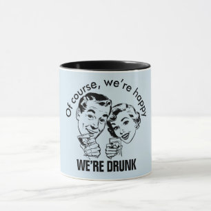 Retro lustiger glücklicher betrunkener Becher Tasse