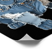 Retro lustiger Jeans-Patch Tier-Hund-Druck  Poster (Ecke)