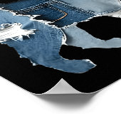 Retro lustiger Jeansstoff-Patch Tier Katze Poster (Ecke)
