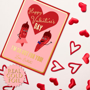 Retro Lustiger Roter Heißer Pfeffer Valentinstag G Folien Feiertagskarte