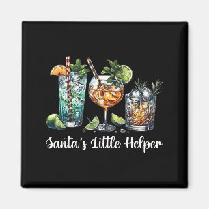 Retro Lustiger Santas Kleiner Helfer Martini Frohe Magnet