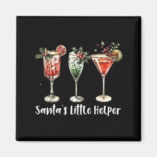 Retro Lustiger Santas Kleiner Helfer Martini Frohe Magnet