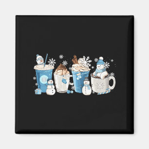 Retro lustiger Schneemann Winter Kaffee C Latte ge Magnet
