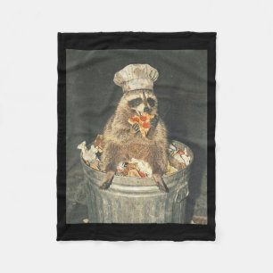 Retro-lustiger Waschbär-Koch isst Pizza-Mülleimer Fleecedecke
