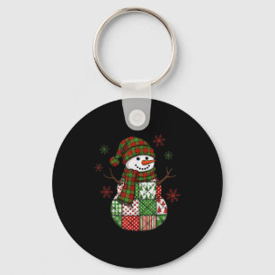 Retro lustiger Weihnachten Patchwork Schneemann Xm Schlüsselanhänger