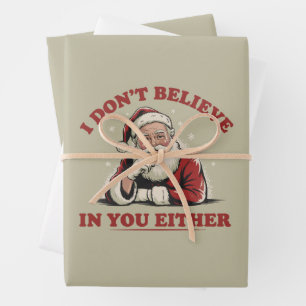 Retro lustiger Weihnachtsmann Ich glaube auch nich Geschenkpapier Set