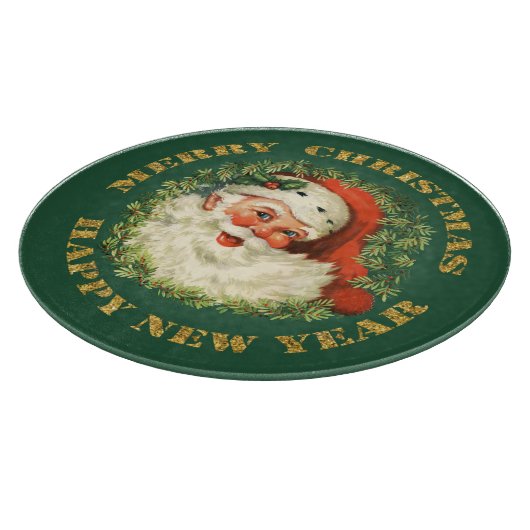 Retro lustiges altes Sankt- und Kranz-Weihnachten Schneidebrett (Ecke)