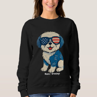 Retro-lustiges Denim-Patch Süßes Hundedesign Sweatshirt