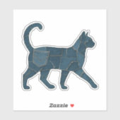 Retro lustiges Denim-Patch-Tier-Katz-Shirt Aufkleber (Blatt)