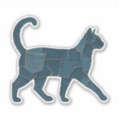 Retro lustiges Denim-Patch-Tier-Katz-Shirt Aufkleber (Vorderseite)