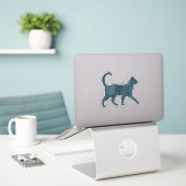 Retro lustiges Denim-Patch-Tier-Katz-Shirt Aufkleber (Laptop auf Schreibtisch)
