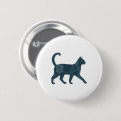 Retro lustiges Denim-Patch-Tier-Katz-Shirt Button (Vorne & Hinten)
