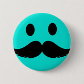 Retro lustiges Gesicht mit dem Schnurrbart Stache Button (Vorderseite)