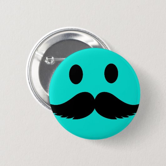 Retro lustiges Gesicht mit dem Schnurrbart Stache Button (Vorne & Hinten)