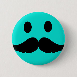 Retro lustiges Gesicht mit dem Schnurrbart Stache Button