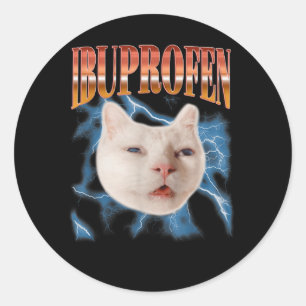 Retro lustiges Ibuprofen Katzen Kitten Meme Grafik Runder Aufkleber