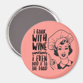 Retro Lustiges Kochen mit Wein Magnet (Vorderseite/Rückseite)
