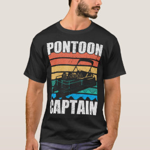 Retro Lustiges Pontooning-Boot-Grafik Pontoon Kapi T-Shirt