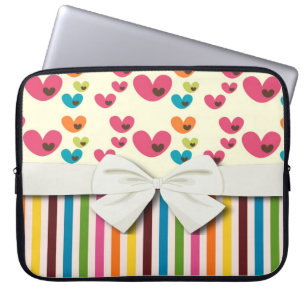 Retro-Lutscher-Valentinstag-Liebesherzen und Strei Laptopschutzhülle