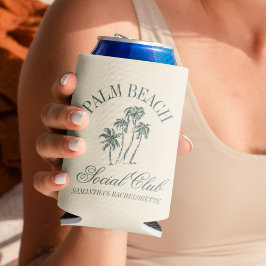 Retro Luxe Beach Bachelorette Logo Palmen Dosenkühler