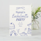 Retro Luxe Beach | Editable Bachelorette Einladung (Stehend Vorderseite)