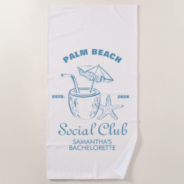 Retro Luxe Beach Social Club Logo Bachelorette Strandtuch