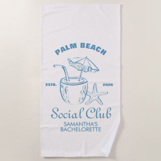 Retro Luxe Beach Social Club Logo Bachelorette Strandtuch