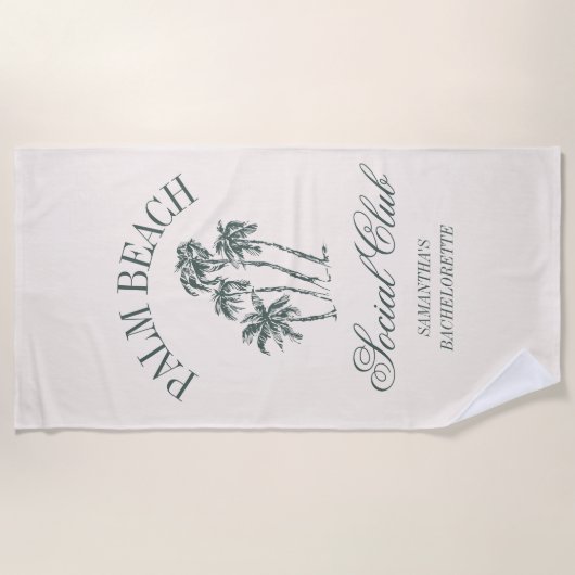 Retro Luxe Beach Social Club Logo Bachelorette Strandtuch (Vorderseite)