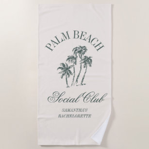 Retro Luxe Beach Social Club Logo Bachelorette Strandtuch
