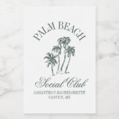 Retro Luxe Beach Social Club Logo Bachelorette Weinetikett (Einzelnes Label)