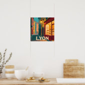 Retro Lyon: Französische Stadt Poster (Küche)