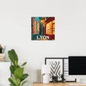 Retro Lyon: Französische Stadt Poster (Heimbüro)