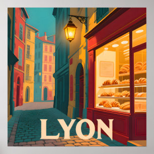 Retro Lyon: Französische Stadt Poster
