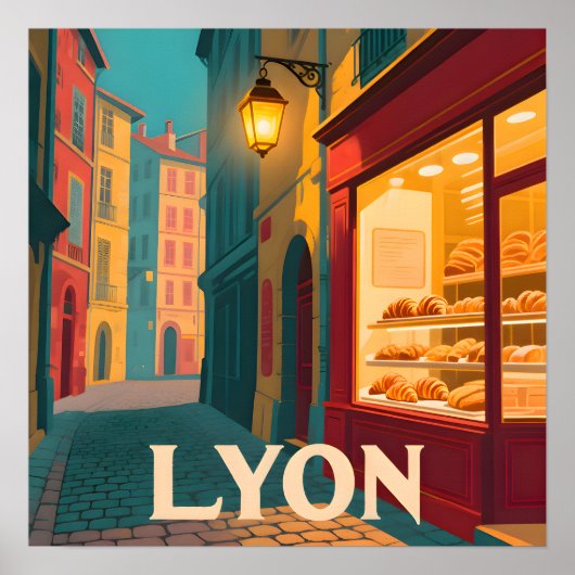 Retro Lyon: Französische Stadt Poster (Vorne)