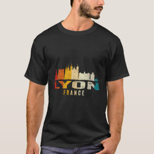 Retro Lyon Skyline Vintag France Souvenir T-Shirt