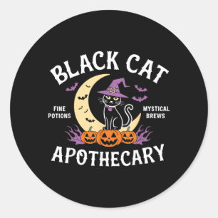 Retro M Die Katze Halloween Für Frauen Schwarze Ka Runder Aufkleber