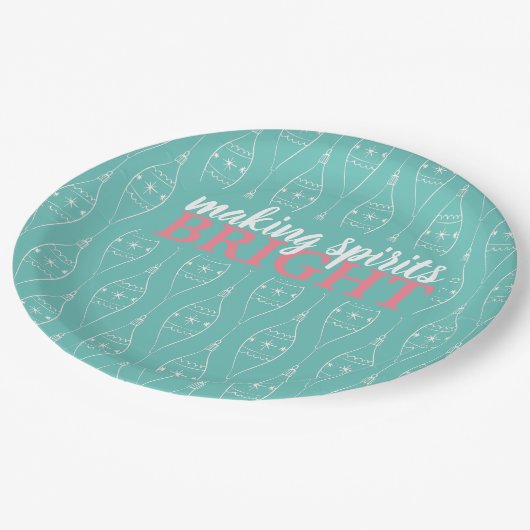 Retro Maaking Spirituosen Hell Türkis Pappteller (Schrägansicht)