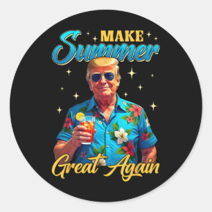 Retro Mach den Sommer wieder groß Donald Trump Som Runder Aufkleber