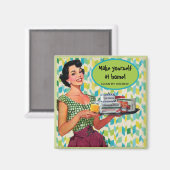 Retro machen Sie sich auf Zuhause, putzen Sie mein Magnet (Vorderseite/Rückseite)